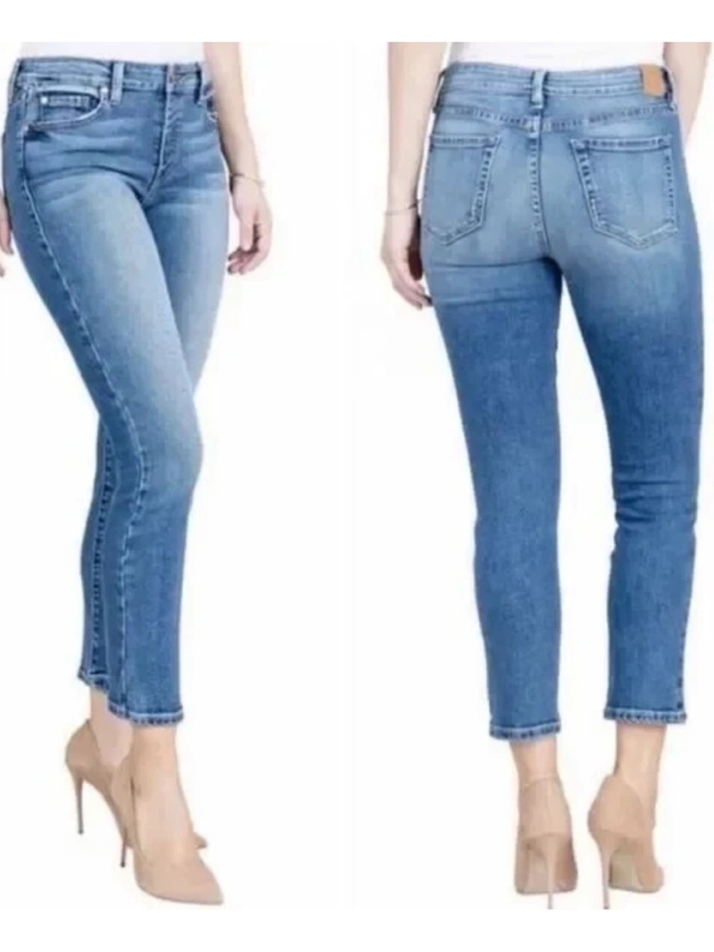 Level 99 Cropped High-Rise Skinny Jeans in Light Blue Wash